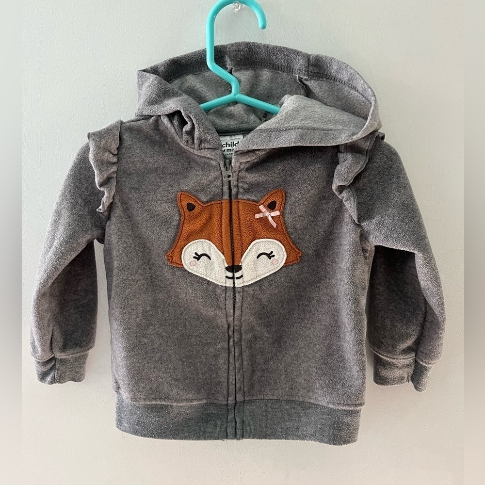 Child of Mine Gray Zip Up Jacket with Fox, size 12 months